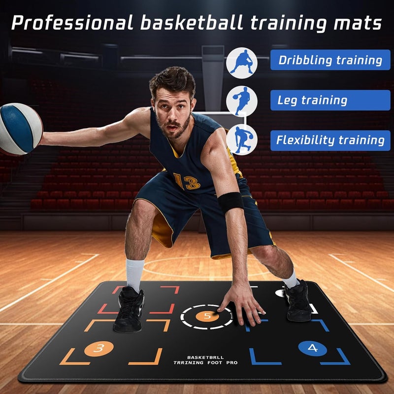 2F22E Portable Basketball Footwork Training Mat, Agility Footstep Training Mat, Basketball Pads for Training All Levels, Non-Slip Silent Equipment for All Ages to Improve Speed, Strength and Coordination - Image 3
